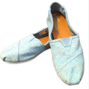 TOMS heather blue & pink slip on loafer sneakers size women's 9.5